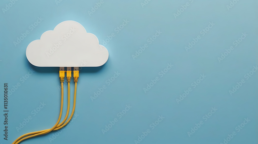 Poster cloud computing, ethernet cables,cloud computing and network connectivity digital illustration, data