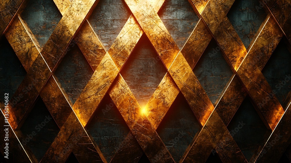 Poster intricate metallic geometric pattern symbolizing strength and precision in abstract design