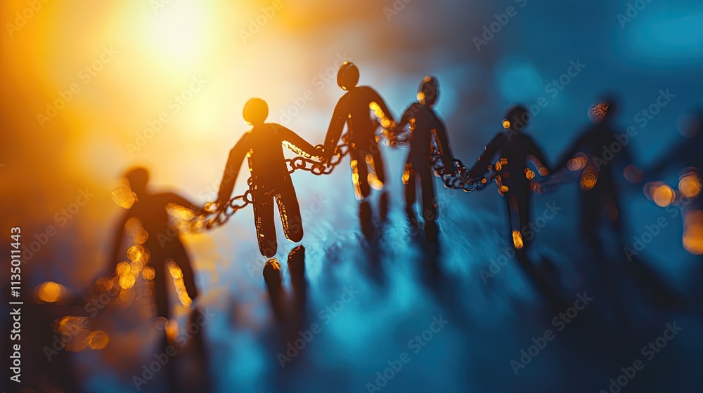Aufkleber The image represents teamwork and unity, capturing the essence of collective effort and its potential to elevate achievements beyond individual capabilities.