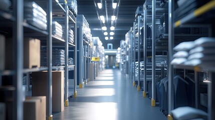 Obraz premium This image illustrates a well-organized warehouse process that optimizes inventory turnover and accelerates order fulfillment in a retail environment.
