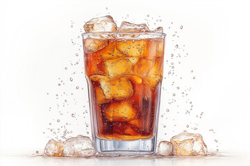 Enjoying a refreshing glass of sparkling cola with ice on a hot summer day. Generative AI