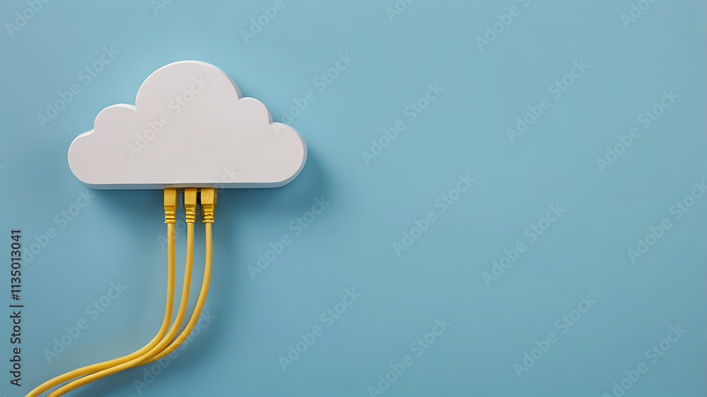 Poster cloud computing, ethernet cables,cloud computing and network connectivity digital illustration, data