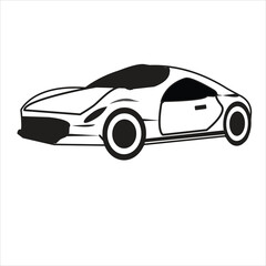 Vector illustration of modern  car in cartoon flat style. Simple picture of land vehicle transportation. Familiy car front and side view. Modern technology automobile. Colorful exterior body car