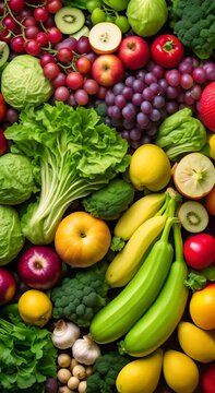 Fruit different group vegetables fruit vegetable food apple background banana bright cabbage collection cucumber diet
