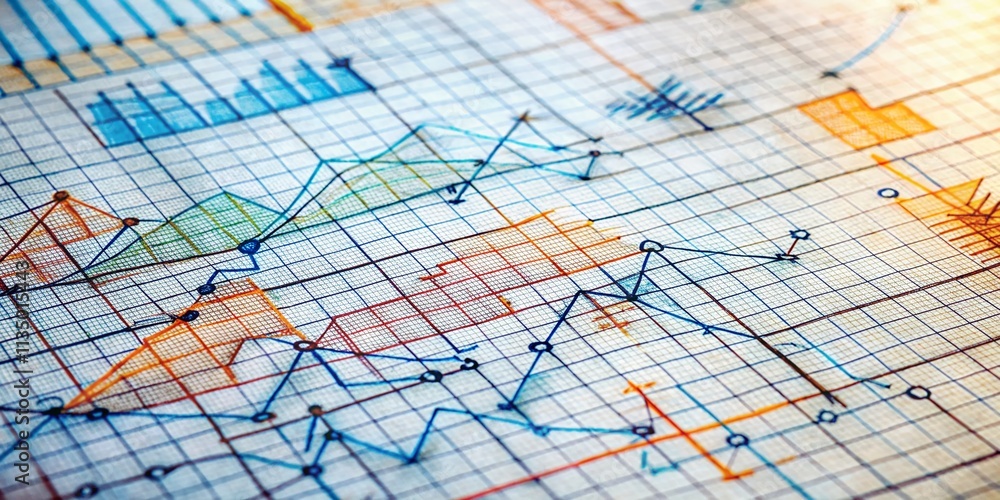 Poster intricate graph paper with one millimeter grid featuring hand-drawn graphs and annotations for educa