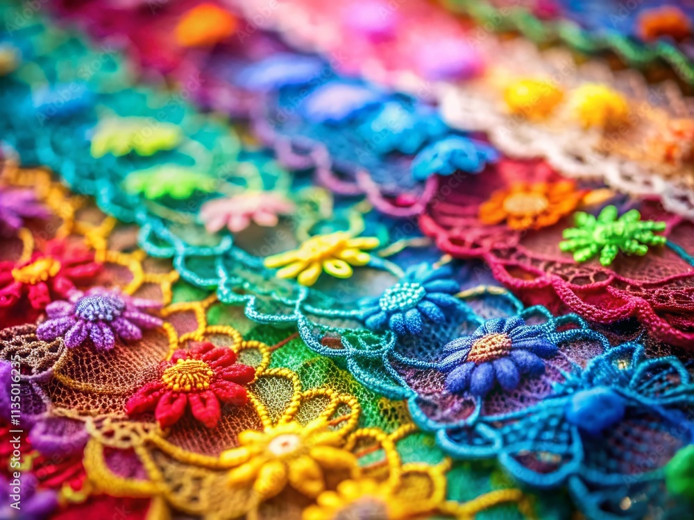 Aufkleber intricate small colorful lacework in tilt-shift photography capturing the delicate beauty of fine te