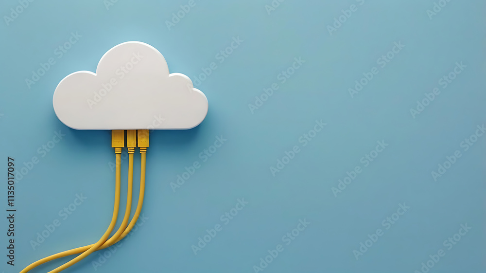 Poster cloud computing, ethernet cables,cloud computing and network connectivity digital illustration, data