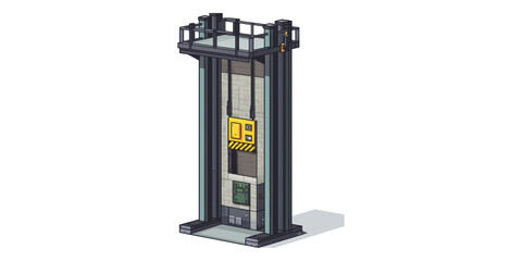 Industrial elevator shaft design isolated on transparent background