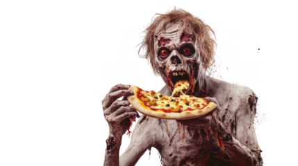 Zombie Enjoying a Slice of Pizza