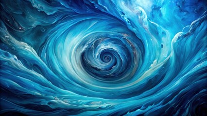 Abstract Whirlwind of Blue Hues, Swirling and Intertwining in a Mesmerizing Dance of Color and Form