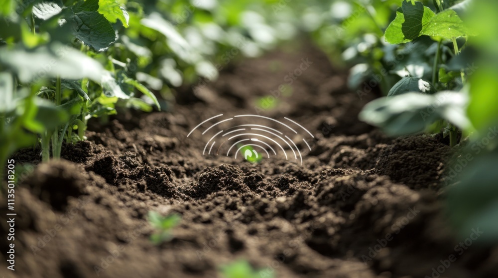 Poster smart sensors in soil measuring moisture levels