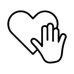 Obraz premium hand on heart icon, independence day line art, independence icon - simple black line art icon of hand on heart, for independence day celebrations. independence vector art.