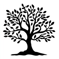 Black and white silhouette of a tree.