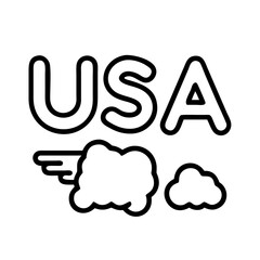 skywriting usa icon, independence day line art, independence icon - simple black line art icon of skywriting usa, for independence day celebrations. independence vector art.