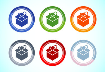 Gift box icon design Surprising gift box symbol, Button Design Saet