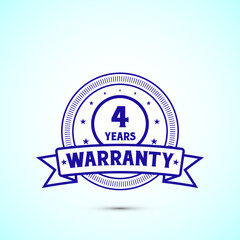 4 years warranty badge and label with blue color