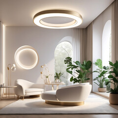 Modern Living Room with Stunning Ocean View and Elegant Lighting