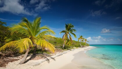 Palm Trees On The Beach - Palm Beach In Tropical Paradise - Guadalupe Island - Caribbean - Hawaii - Bali - Landscape Beach