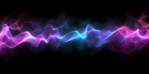 Fototapeta premium Colorful abstract wave patterns creating a vibrant visual effect in dark background