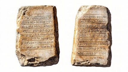 Ancient Hebrew Stone Tablets with Inscription of Ten Commandments