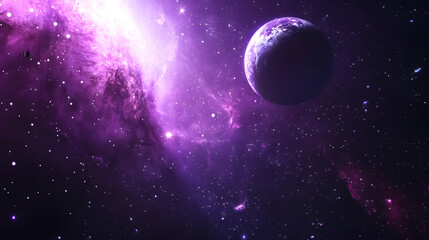 Abstract starry space with a purple nebula and the Milky Way