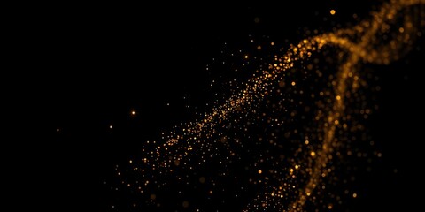 A delicate stream of shimmering gold dust against a backdrop of pure black, creating an elegant and ethereal ambiance.