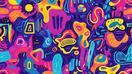 Seamless Pattern Design Featuring Geometric Shapes and Repeating Motifs