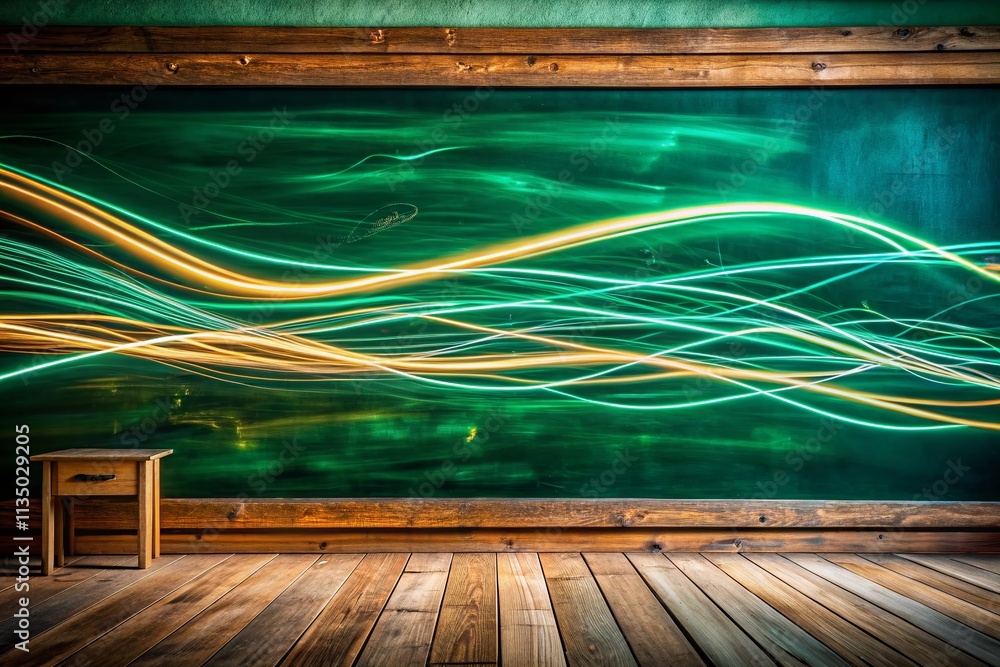 Aufkleber long exposure photography of dark green and black board surfaces with creative light trails and abst