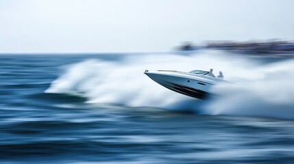 Fototapeta premium Speedboat Thrills on Ocean Waves