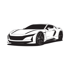 Modern Racing Car Silhouette Vector Illustration for Automotive Design