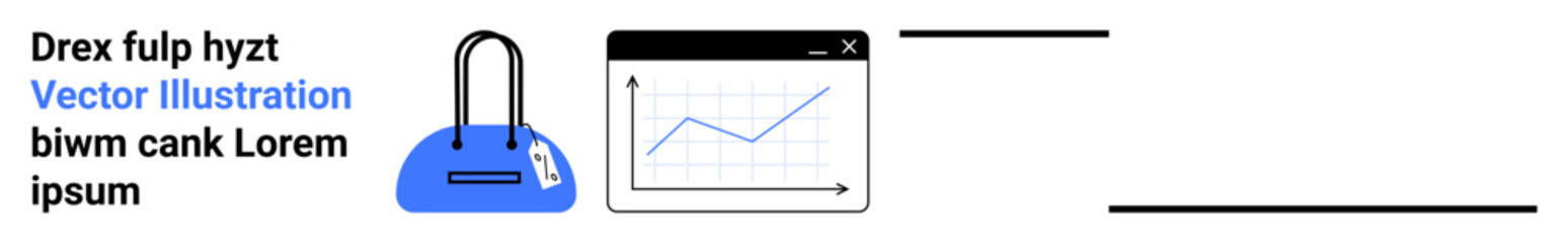 Padlock with a tag connected to a growing graph chart on a web page. Ideal for cybersecurity, data protection, privacy, network security, digital safety, internet security, online protection. Landing