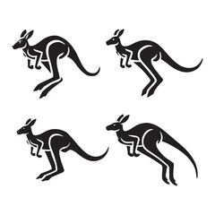 Running Kangaroo Silhouette Vector Set – Dynamic Wildlife Illustrations