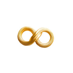 Naklejka premium A golden infinity symbol crafted from twisted strands, representing eternity and limitless possibilities isolated on white background
