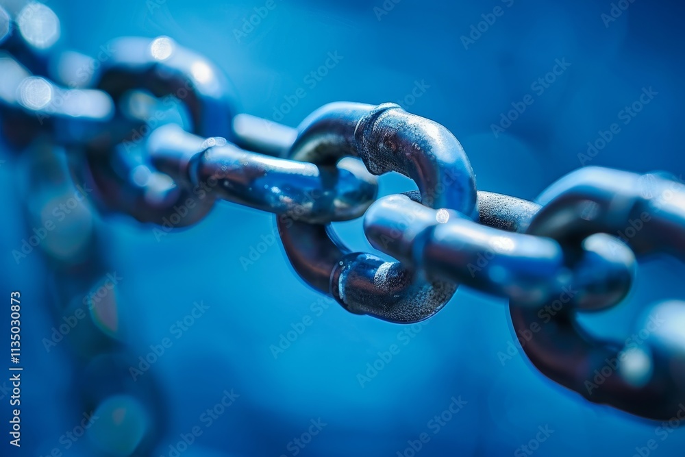Aufkleber the strong and durable metallic chain links are prominently displayed against a deep blue background