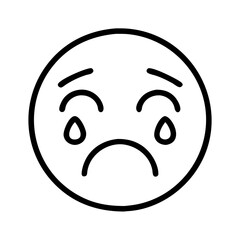 crying face icon, emoji day line art, emoji icon - simple black line art icon of crying face, symbolizing emoji day topic celebrations. emoji vector art.