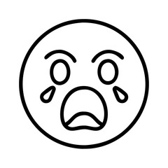 Fototapeta premium face screaming in fear icon, emoji day line art, emoji icon - simple black line art icon of face screaming in fear, symbolizing emoji day topic celebrations. emoji vector art.