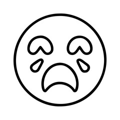 face screaming in fear icon, emoji day line art, emoji icon - simple black line art icon of face screaming in fear, symbolizing emoji day topic celebrations. emoji vector art.