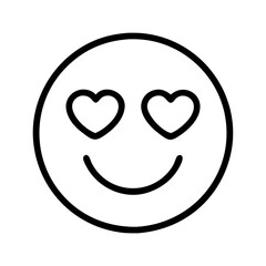 heart eyes emoji icon, emoji day line art, emoji icon - simple black line art icon of heart eyes emoji, symbolizing emoji day topic celebrations. emoji vector art.