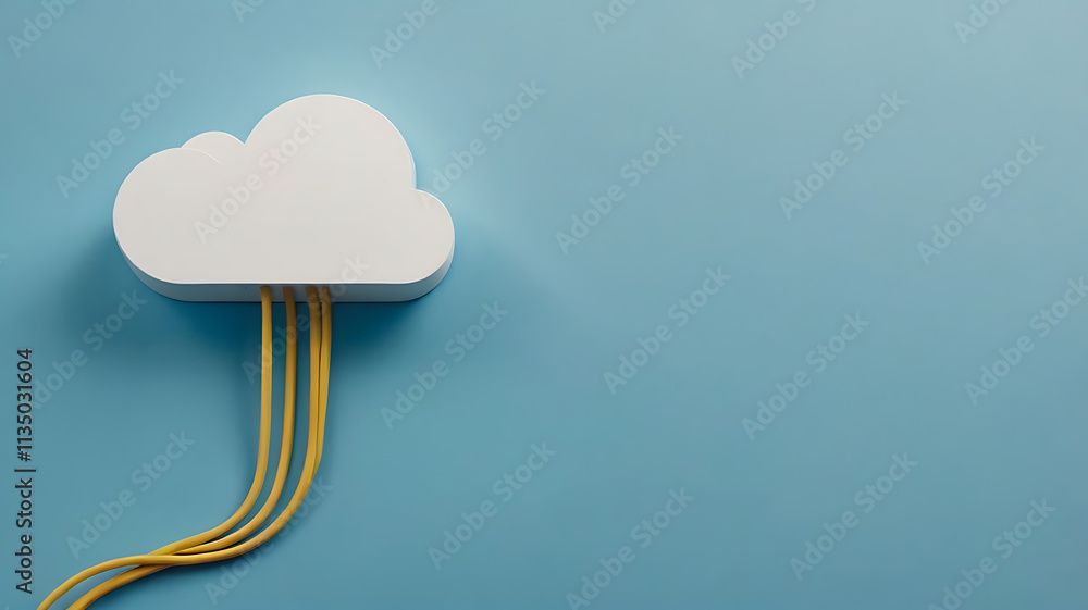 Aufkleber cloud computing, ethernet cables,cloud computing and network connectivity digital illustration, data