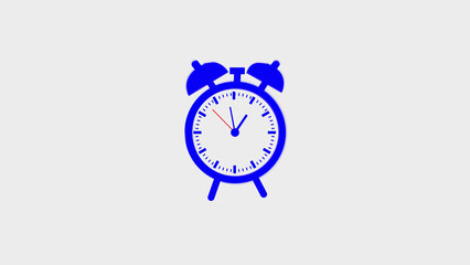 “THE TIME IS NOW” wordings with alarm clock against white background A icon of a classic alarm clock silhouette.