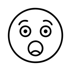 shocked face icon, emoji day line art, emoji icon - simple black line art icon of shocked face, symbolizing emoji day topic celebrations. emoji vector art.