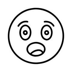 shocked face icon, emoji day line art, emoji icon - simple black line art icon of shocked face, symbolizing emoji day topic celebrations. emoji vector art.