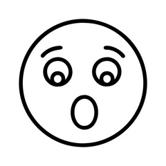 Fototapeta premium shocked face icon, emoji day line art, emoji icon - simple black line art icon of shocked face, symbolizing emoji day topic celebrations. emoji vector art.