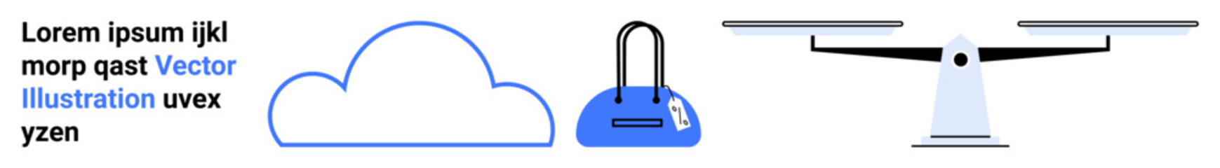 Cloud outline, blue padlock, hovering drone in flight. Ideal for technology, security, cloud computing, surveillance, innovation modern gadgets digital tools. Landing page