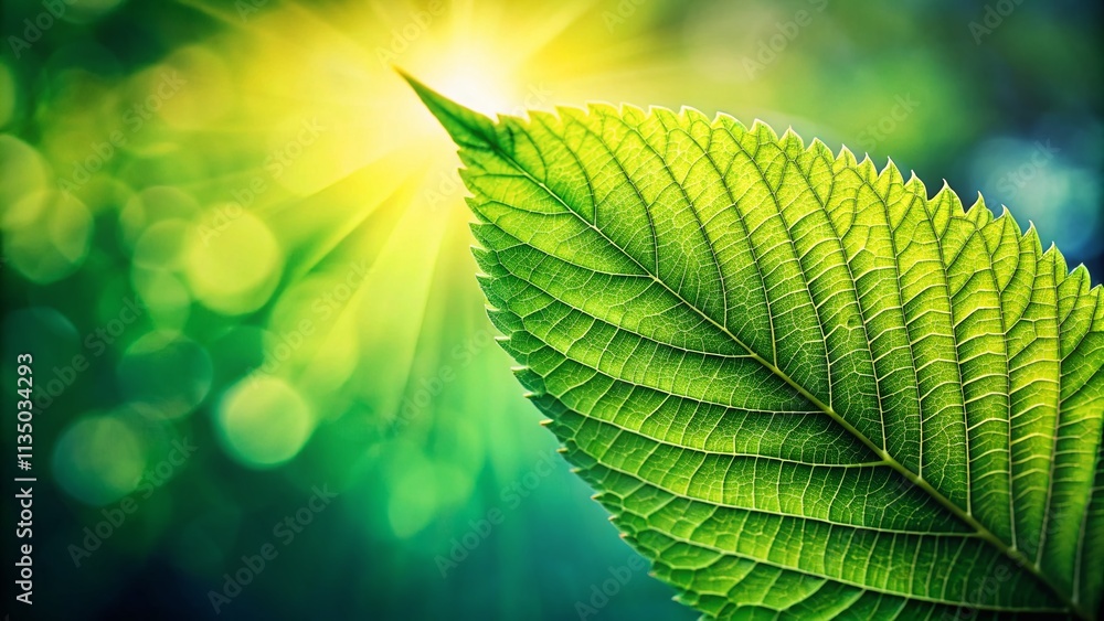 Poster lush green leaf on a soft background with copy space for text and design elements enhancing natural 
