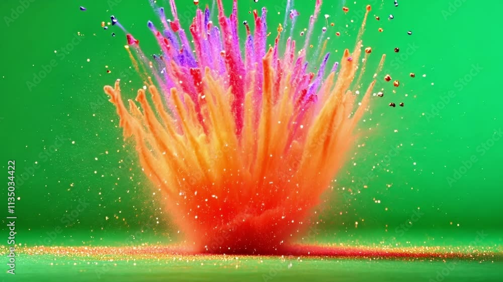Aufkleber a festive device creating a joyful display of colors. green screen chromakey