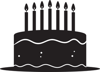 Cake vector silhouette, birthday cake icon illustration