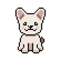 Fototapeta premium Pixel art cute french bulldog vector in retro style for design.