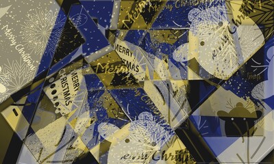 Merry Christmas and happy new year greeting card with color tone . Design illustration for season's greeting cards, posters, covers.