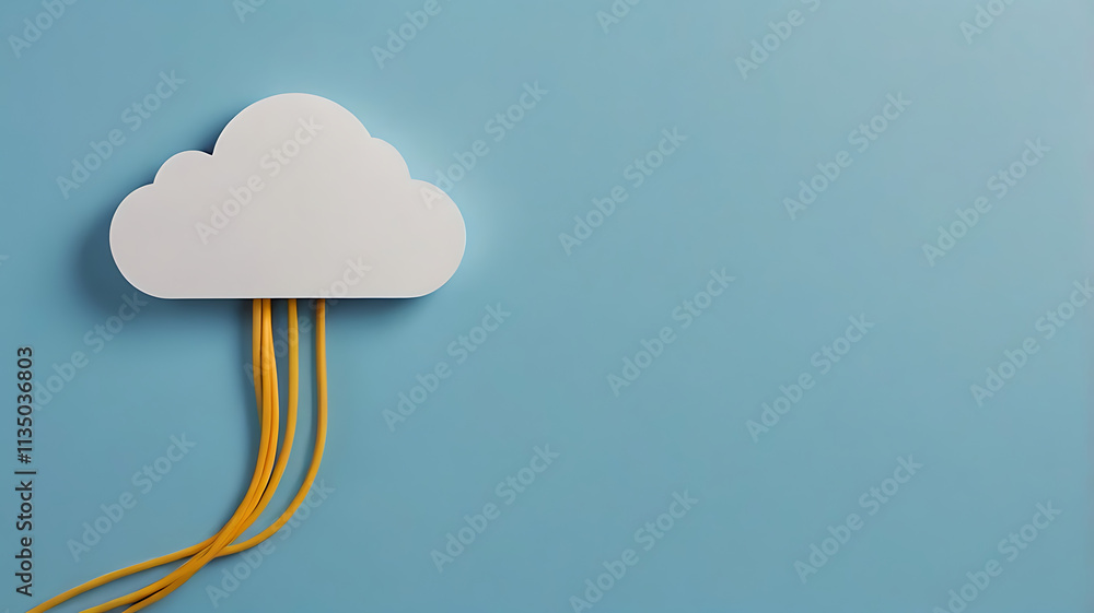 Poster cloud computing, ethernet cables,cloud computing and network connectivity digital illustration, data